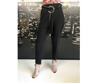 TEST Elisabetta Franchi pantalone color nero in crepe con cintura