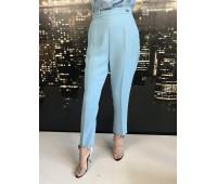 Elisabetta Franchi pantalone stile classico della maison colore celeste Taglia 44