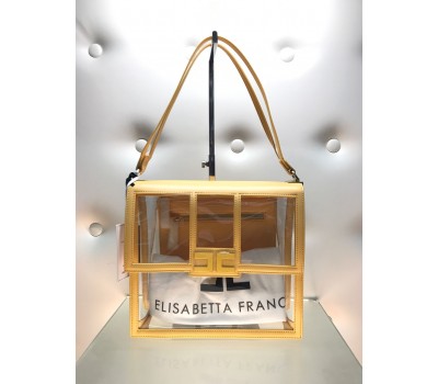 Elisabetta franchi borsa tracolla colore giallo chiusura  a scatto , tasca a portafoglio interna , , log centrale misura  28x49 