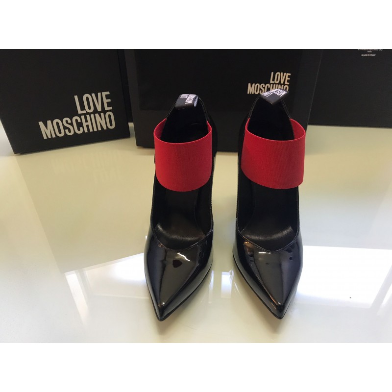 Love Moschino scarpe Décolleté in vera pelle, con faccia elastico rosso su  tomaia con logo su tomaia taglia 36