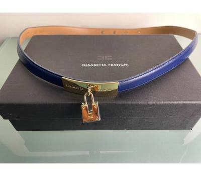 Elisabetta Franchi cintura di ricambio in similpelle colore blu con placca a lucchetto misura 42