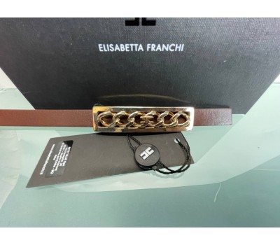 Elisabetta Franchi cintura di ricambio colore marrone con placca dorata misura 42