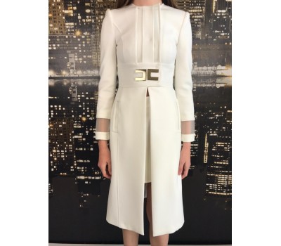 ELISABETTA FRANCHI CAPPOTTO COLORE BIANCO CON LOG TG 38