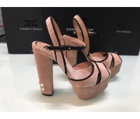 Elisabetta franchi sandali plateau in velluto colore beige misura 36/37