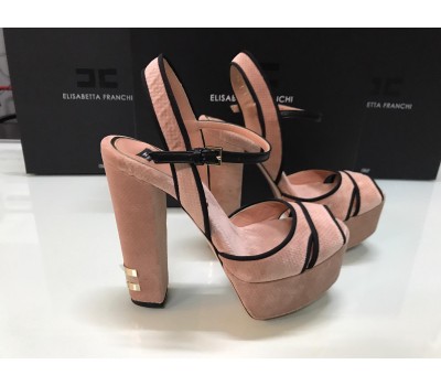 Elisabetta franchi sandali plateau in velluto colore beige misura 36/37