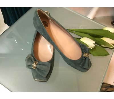 Elisabetta franchi scarpe ballerine in vera pelle scamosciata pelle colore verde Misura 36