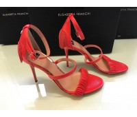 Elisabetta franchi sandali colore rosso decorato con frange pendente sul tacco misura 36/ 39/40/41