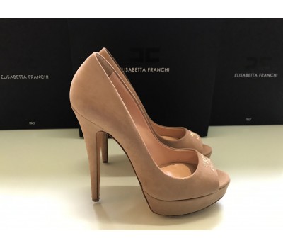 Elisabetta Franchi scarpe décolleté colore beige tacco 14 cm  misura 39