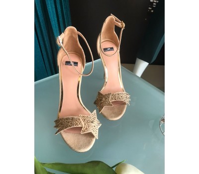 Elisabetta Franchi sandali a tacco a spillo particolare decorazione colore beige misura 36,5 37 39