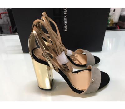 Elisabetta franchi saldali a tacco vera pelle colore beige e nero  misura  36/37 /39 