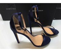 Elisabetta franchi sandali colore blu fibra  tessuto su cuoio tacco12 cm Misura 40/39