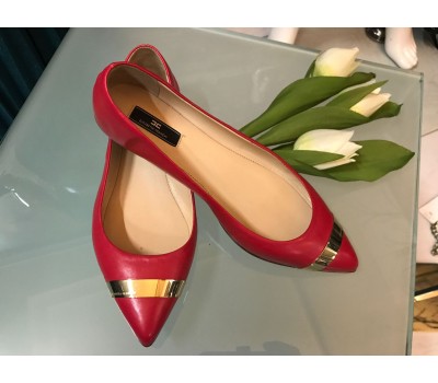 Elisabetta Franchi scarpe ballerine colore rosso melograno log su  suola in vero cuoio  Misura 36 38 40