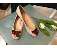 Elisabetta franchi scarpe ballerine in vera pelle colore beige tomaia con decorazione, Misura 35 