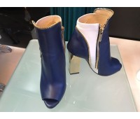 Elisabetta Franchi Stivaletti color blu e bianco con tacco 10 cm chiusura a zip Misura 36