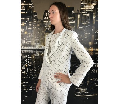 Elisabetta Franchi Giacca blazer doppiopetto colore bianco a righe nero  tg 42 46