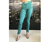 TEST-Polina Elisabetta Franchi pantalone colore verde con brand in vita tg 46