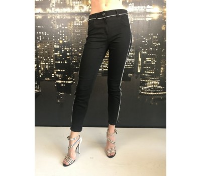 Elisabetta Franchi pantalone colore nero con riga bianca taglia 46