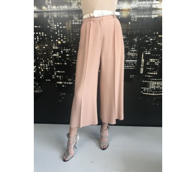 Elisabetta Franchi pantalone ampi colore beige a vita alta taglia 40