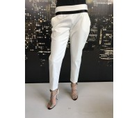 TEST-Polina Elisabetta Franchi pantalone vita alta due tasche con faccia nera colore bianco tg 42