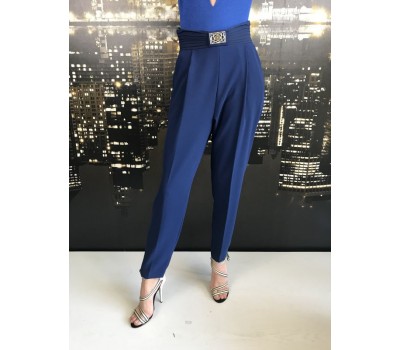 TEST-Polina Elisabetta Franchi pantalone due tasche colore blu con faccia logo brand  tg 42/44