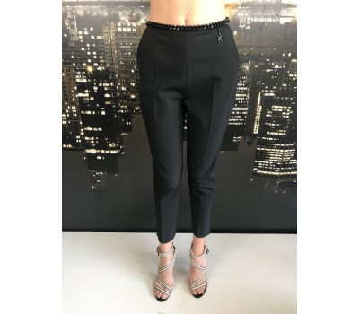 TEST-Polina Elisabetta Franchi pantalone colore nero con catena in vita tg 40/42