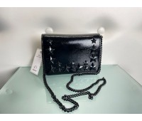 Elisabetta Franchi borsa pochette con catena colore nero lucido