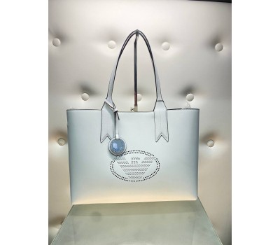 EMPORIO ARMANI BORSA A MANO COLORE BIANCO LOG CENTRALE IN OTTONE PIU DECORAZIONE MISURA 35x53