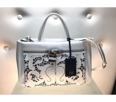 Roberto Cavalli borsa in vara pelle colore bianco