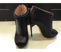 Elisabetta Franchi scarpe Décolleté  a stivaletti colore nero in vera pelle punta aperta suola in vero cuoio tacco 12 cm misura 37