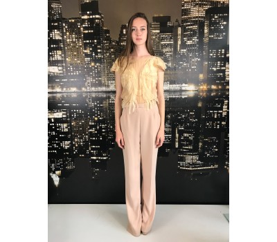 Elisabetta Franchi tua salopette dal design elegante e particole color beige taglia 44/46