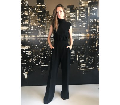  Elisabetta Franchi salopette tuta color nero senza maniche con collo alto. taglia 44