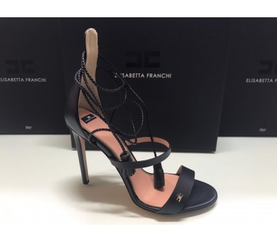 Elisabetta Franchi sandali in vera pelle colore nero tacco 11.5 cm, misura 39