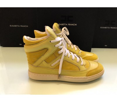 Elisabetta Franchi scarpe sneakers donna in vera pelle colore giallo. Allacciatura in filo misura 37