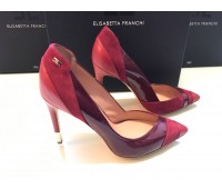  Elisabetta franchi Scarpe Décolleté in vera pelle scamosciata rossa log su tomaia tacco 11 misura 36