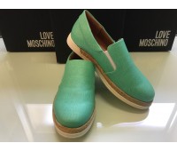 Moschino love sneakers donna in vera pelle colore verde suola in gomma misura 37/38/39