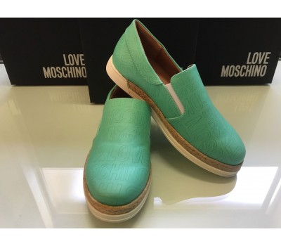 Moschino love sneakers donna in vera pelle colore verde suola in gomma misura 37/38/39