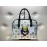 love Moschino borsa a mano piu tracolla colore bianco fantasia chiusura a zip fodera in tessuto interna con tasca log centrale misura 34x32