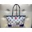 love Moschino borsa a tracolla con catene colore blu e bianco chiusura a zip fodera in tessuto interna con tasca decorazione log centrale misura 41x45