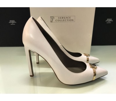 VERSACE COLLECTION SCARPE DECOLLETE DONNA IN VERA PELLE COLORE BIANCO TACCO 11 CM MISURA 39